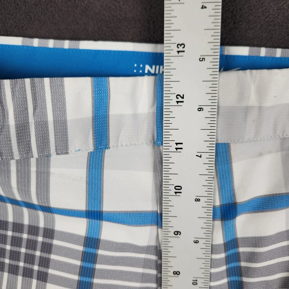 Nike Golf Shorts Mens 40 White Blue Plaid Dri-FIT Tour Performance 483588-100